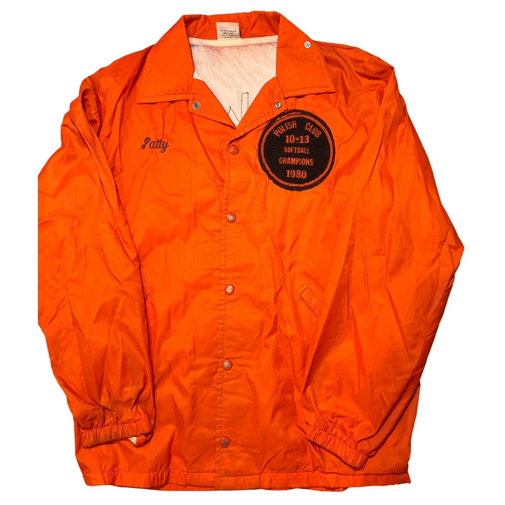 Birdie Coaches Jacket Mens L Orange 1980 Softball Champions Agawam True Vintage